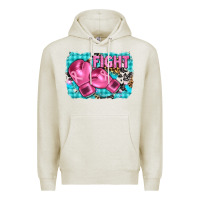 Oatmeal Heather fight with boxing gloves and cancer ribbon Premium Hoodie - AdoDesignShop