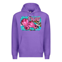 Purple fight with boxing gloves and cancer ribbon Premium Hoodie - AdoDesignShop