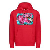 Red fight with boxing gloves and cancer ribbon Premium Hoodie - AdoDesignShop