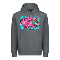 Rock fight with boxing gloves and cancer ribbon Premium Hoodie - AdoDesignShop