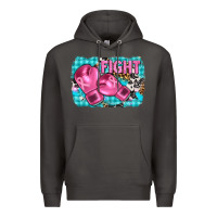 Smoke fight with boxing gloves and cancer ribbon Premium Hoodie - AdoDesignShop