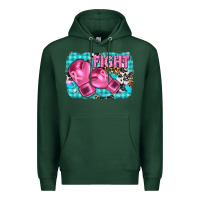 Sports Green fight with boxing gloves and cancer ribbon Premium Hoodie - AdoDesignShop
