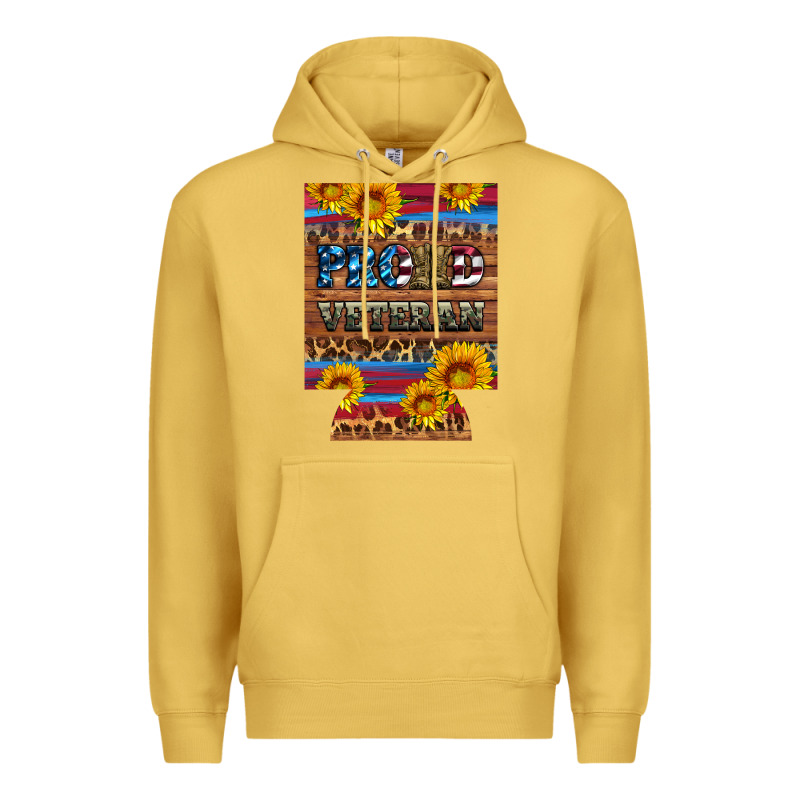 Proud Veteran  12 Oz Regular Can Cooler Premium Hoodie by Artiststas | Teevron