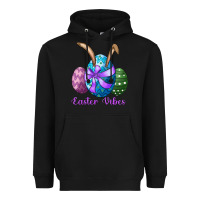 Black easter bunny ear eggs easter vibes Heavyweight Hoodie - RanaPortraitStore
