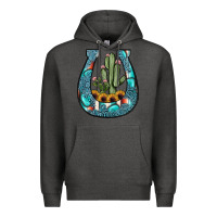 Charcoal Heather cactus horseshoe Premium Hoodie - JahusDesignShop