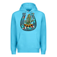 Ocean Blue cactus horseshoe Premium Hoodie - JahusDesignShop