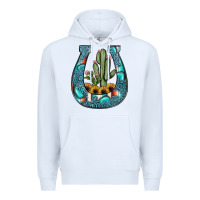 White cactus horseshoe Premium Hoodie - JahusDesignShop