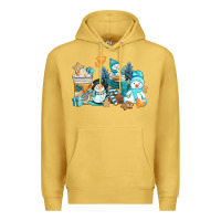 Antique Gold winter snowman coffee cups Premium Hoodie - AdoDesignShop