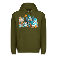 Army Green winter snowman coffee cups Premium Hoodie - AdoDesignShop