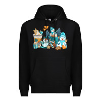 Black winter snowman coffee cups Premium Hoodie - AdoDesignShop