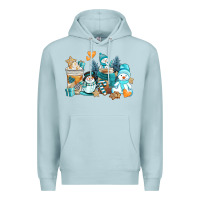 Blue Mist winter snowman coffee cups Premium Hoodie - AdoDesignShop