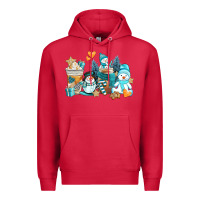 Cardinal winter snowman coffee cups Premium Hoodie - AdoDesignShop