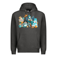 Charcoal Heather winter snowman coffee cups Premium Hoodie - AdoDesignShop