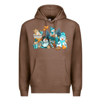 Chestnut winter snowman coffee cups Premium Hoodie - AdoDesignShop
