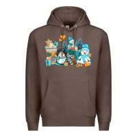 Coffee winter snowman coffee cups Premium Hoodie - AdoDesignShop