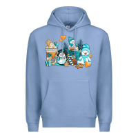 Colony Blue winter snowman coffee cups Premium Hoodie - AdoDesignShop