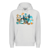 Dove Grey winter snowman coffee cups Premium Hoodie - AdoDesignShop