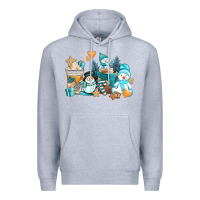 Heather Grey winter snowman coffee cups Premium Hoodie - AdoDesignShop
