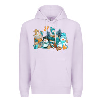 Lilac winter snowman coffee cups Premium Hoodie - AdoDesignShop