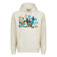 Oatmeal Heather winter snowman coffee cups Premium Hoodie - AdoDesignShop