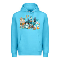 Ocean Blue winter snowman coffee cups Premium Hoodie - AdoDesignShop