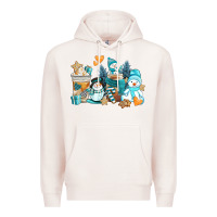 Pale Pink winter snowman coffee cups Premium Hoodie - AdoDesignShop