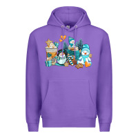 Purple winter snowman coffee cups Premium Hoodie - AdoDesignShop