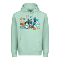Seafoam winter snowman coffee cups Premium Hoodie - AdoDesignShop