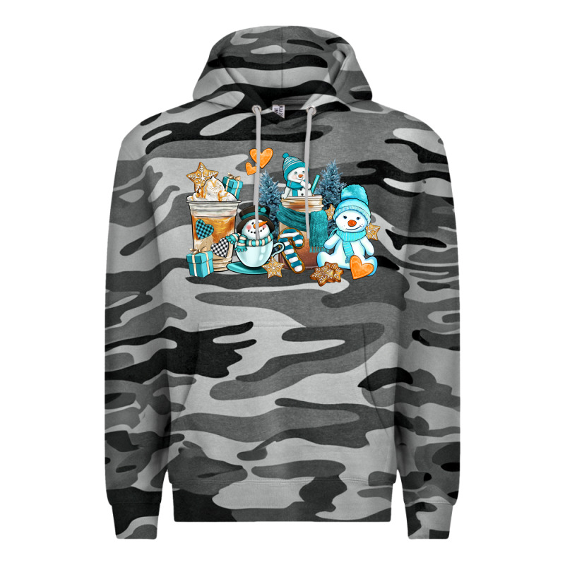 Winter Snowman Coffee Cups Premium Hoodie by AdoDesignShop | Teevron