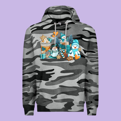 Winter Snowman Coffee Cups Premium Hoodie Designed By Adodesignshop