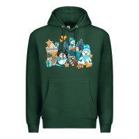Sports Green winter snowman coffee cups Premium Hoodie - AdoDesignShop