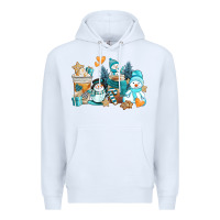 White winter snowman coffee cups Premium Hoodie - AdoDesignShop