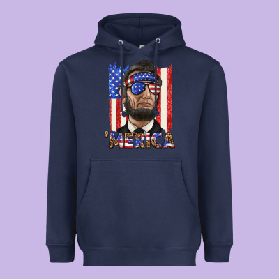 Heavyweight Hoodie merica with lincoln
