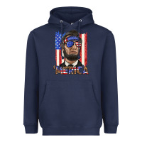 Navy merica with lincoln Heavyweight Hoodie - texasbilliewilder