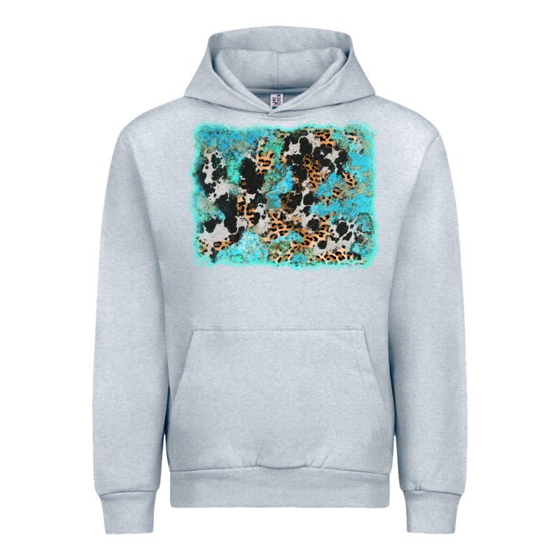 Turquoise Cowhide Leopard Background Urban Hoodie by AdoDesignShop | Teevron