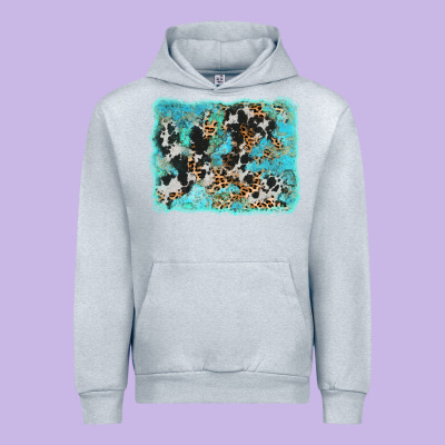 Turquoise Cowhide Leopard Background Urban Hoodie Designed By Adodesignshop