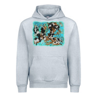 Heather Grey turquoise cowhide leopard background Urban Hoodie - AdoDesignShop