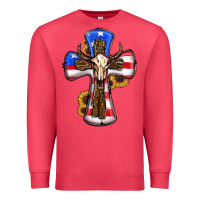 Cardinal american flag cross cow skull sunflowers Premium Sweatshirt - RanaPortraitStore