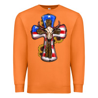 Carrot american flag cross cow skull sunflowers Premium Sweatshirt - RanaPortraitStore