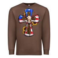 Chestnut american flag cross cow skull sunflowers Premium Sweatshirt - RanaPortraitStore