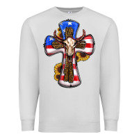 Dove Grey american flag cross cow skull sunflowers Premium Sweatshirt - RanaPortraitStore