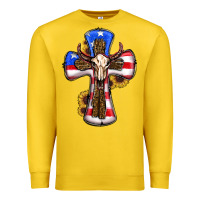 Lemon american flag cross cow skull sunflowers Premium Sweatshirt - RanaPortraitStore