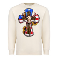 Sandshell american flag cross cow skull sunflowers Premium Sweatshirt - RanaPortraitStore