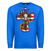 True Royal american flag cross cow skull sunflowers Premium Sweatshirt - RanaPortraitStore