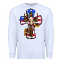 White american flag cross cow skull sunflowers Premium Sweatshirt - RanaPortraitStore