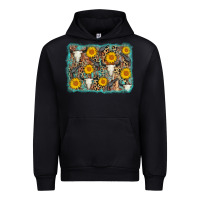 Black cow skull sunflower background Urban Hoodie - AdoDesignShop
