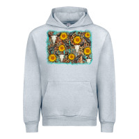 Heather Grey cow skull sunflower background Urban Hoodie - AdoDesignShop