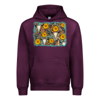 Mauve Wine cow skull sunflower background Urban Hoodie - AdoDesignShop