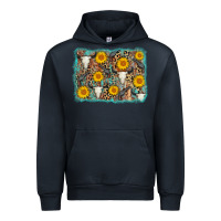 Navy cow skull sunflower background Urban Hoodie - AdoDesignShop