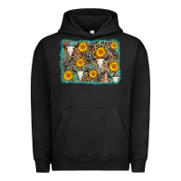 Pigment Black cow skull sunflower background Urban Hoodie - AdoDesignShop